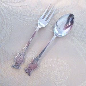 Rockingham Sheffield England silver-plate Baby Spoon & Fork set
